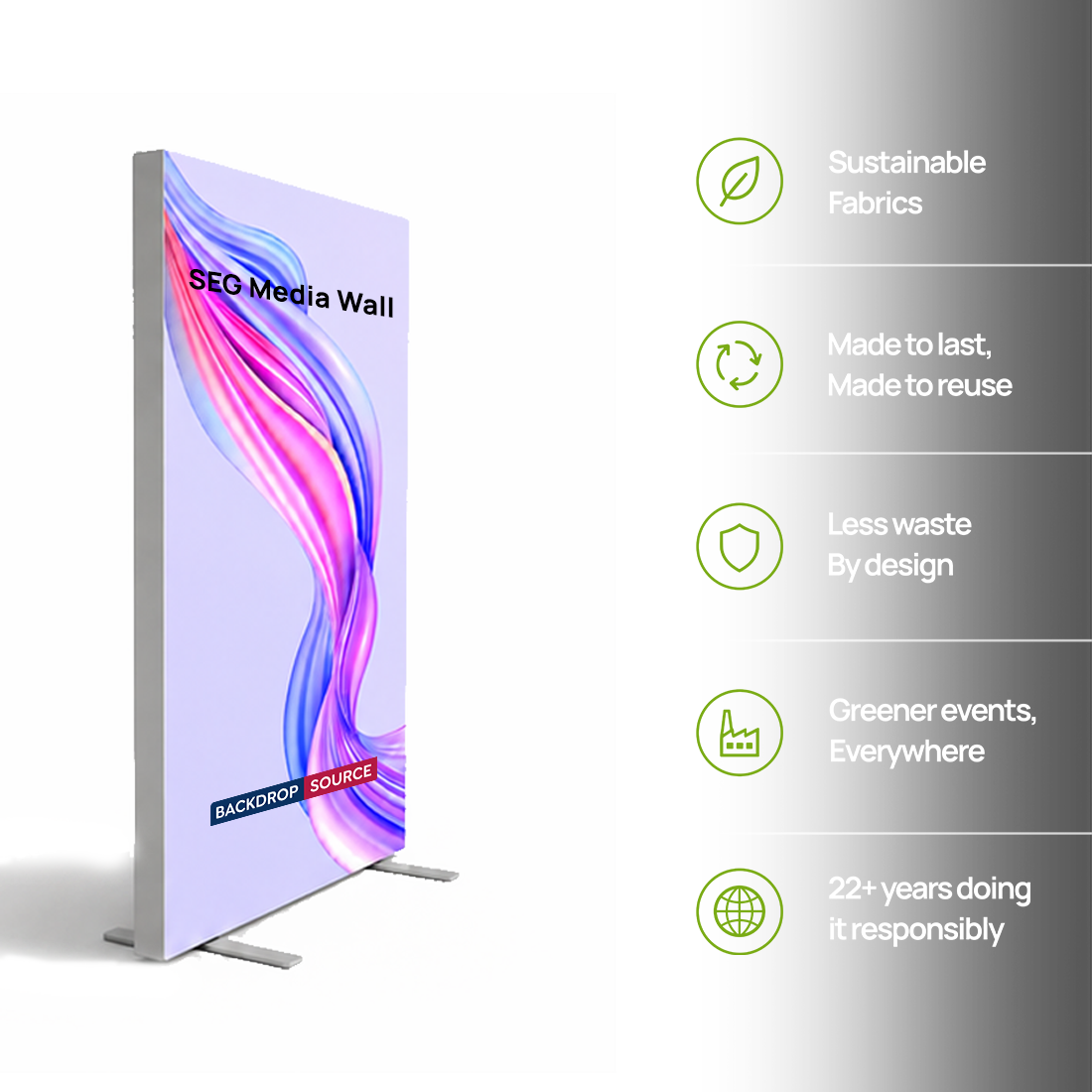 SEG Fabric Media Wall - 4ft W x 6.5ft H