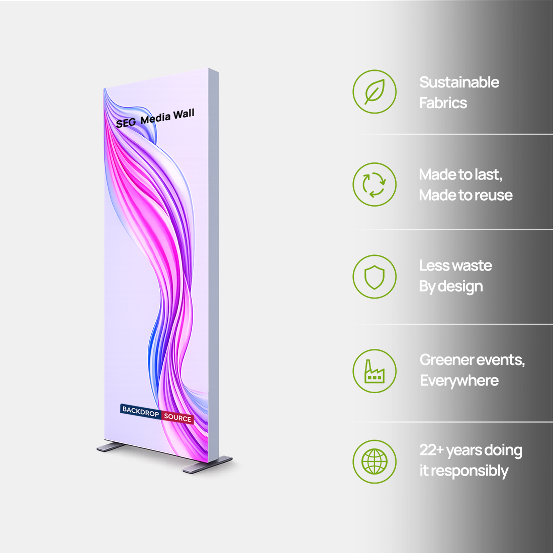 Non-Backlit SEG Fabric Media Wall - 0.85m W x 2m H