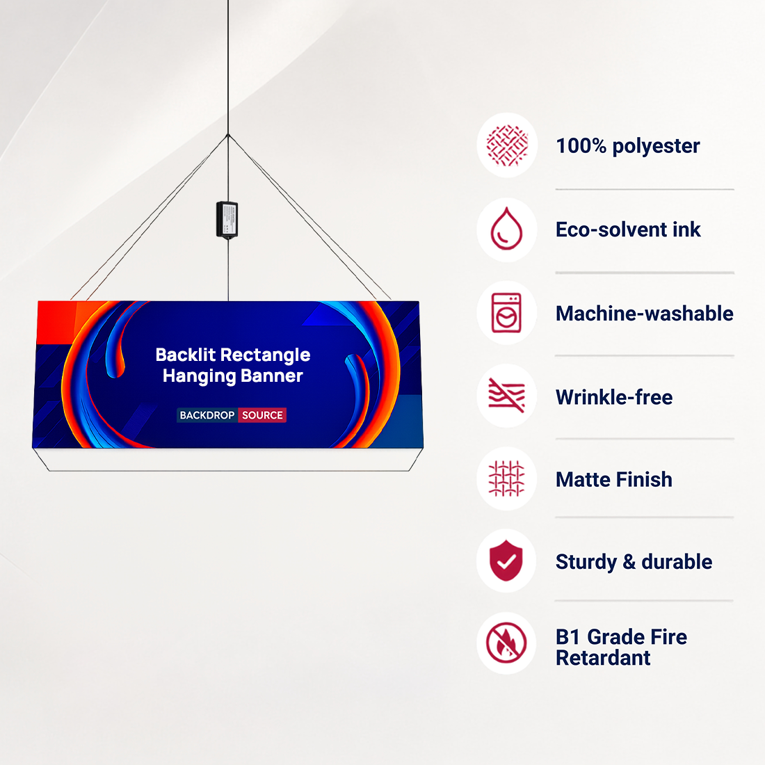 Banner appeso rettangolare retroilluminato
