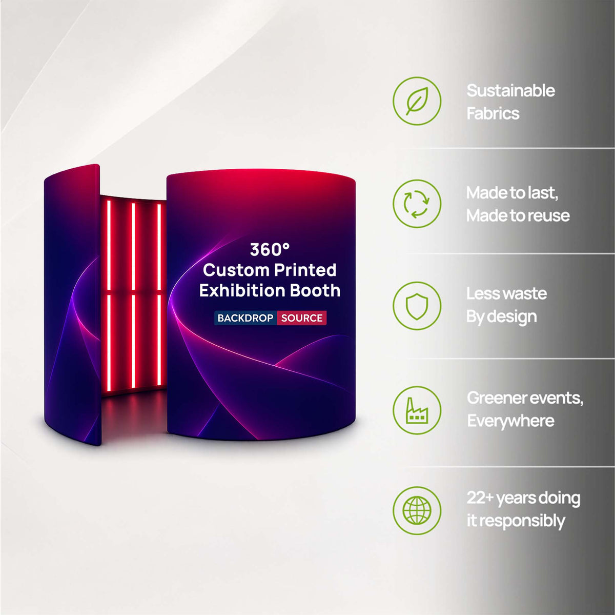 Stand espositivo personalizzato stampato a 360° con luci LED