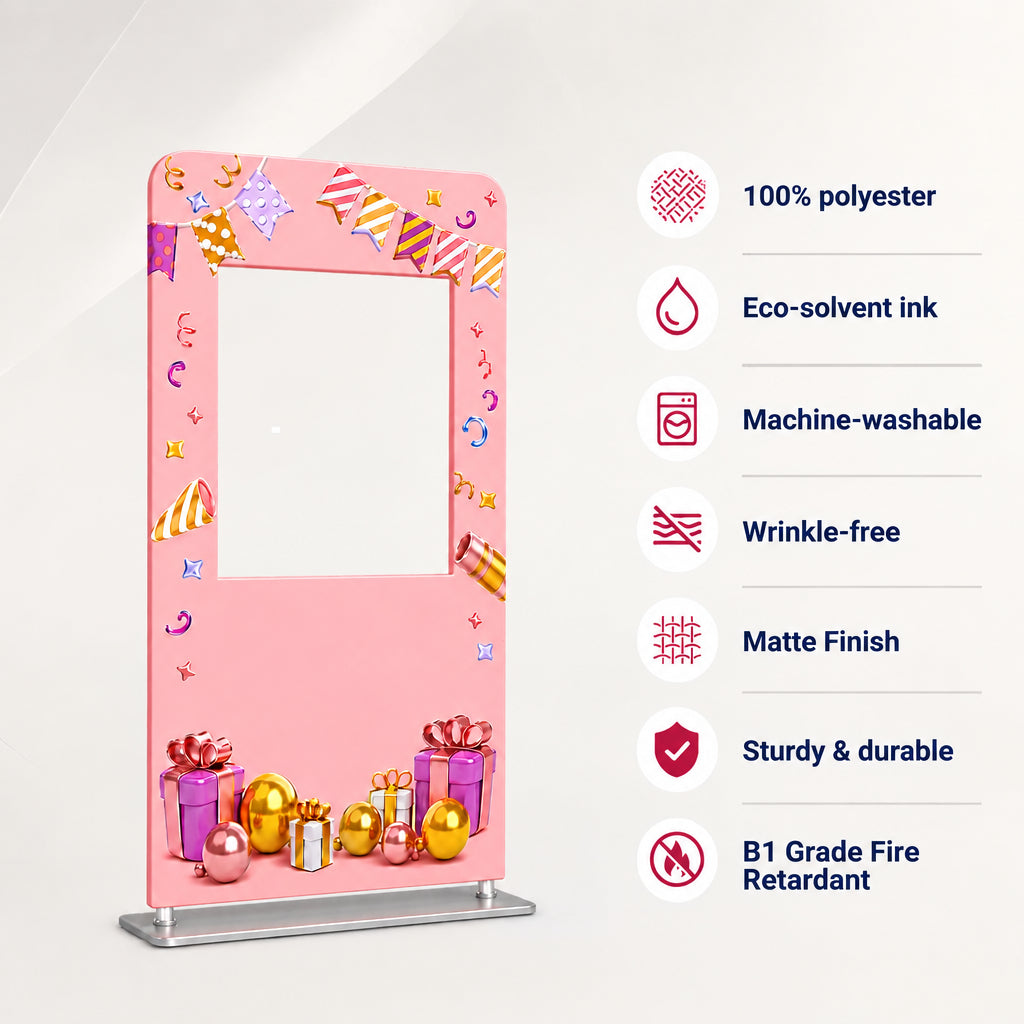 Cornice Personalizzata per Selfie in Tessuto per Eventi