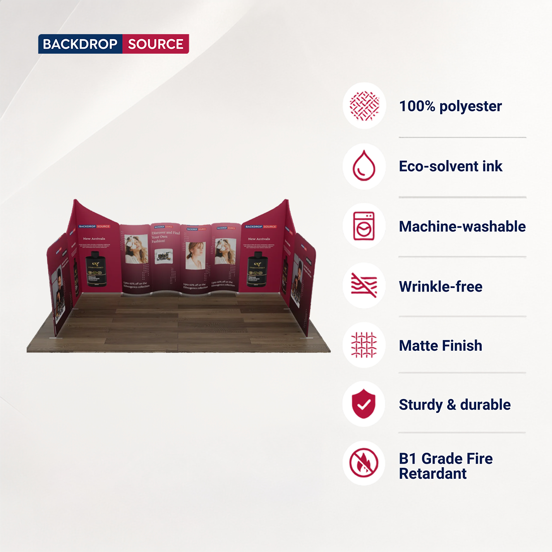Espositore per stand in tessuto magnetico - Modello 2 (6m x 6m)