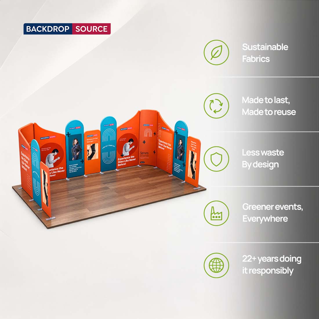 Espositore magnetico in tessuto per stand - Modello 3 (6m x 6m)