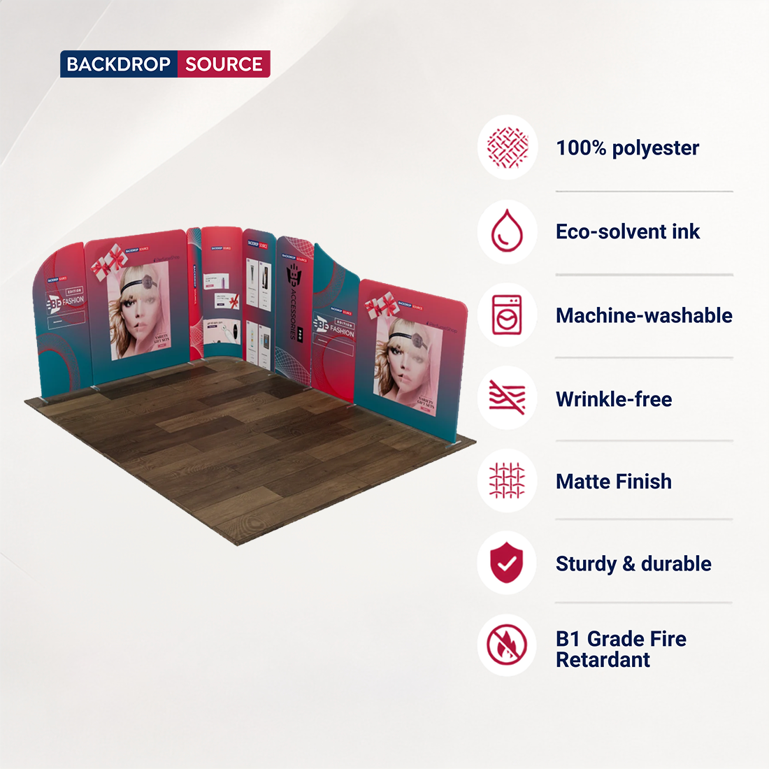 Espositore fieristico magnetico in tessuto - Modello 3 (5m x 4m)