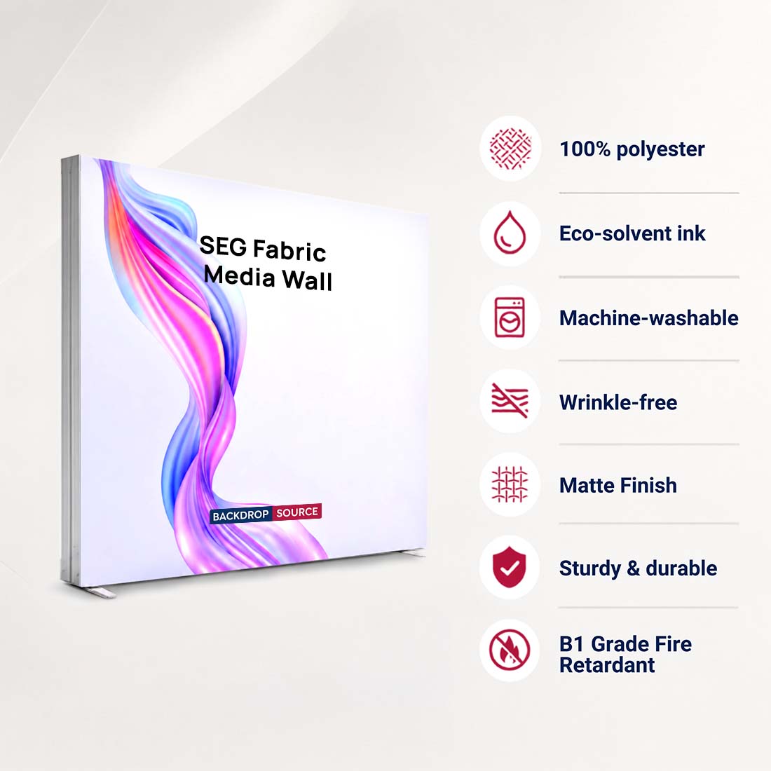 Non-Backlit SEG Fabric Media Wall - 3m W