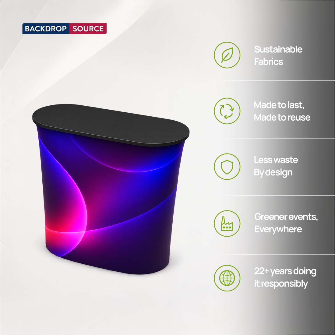 Banco espositivo pop-up in tessuto con velcro 1 x 2