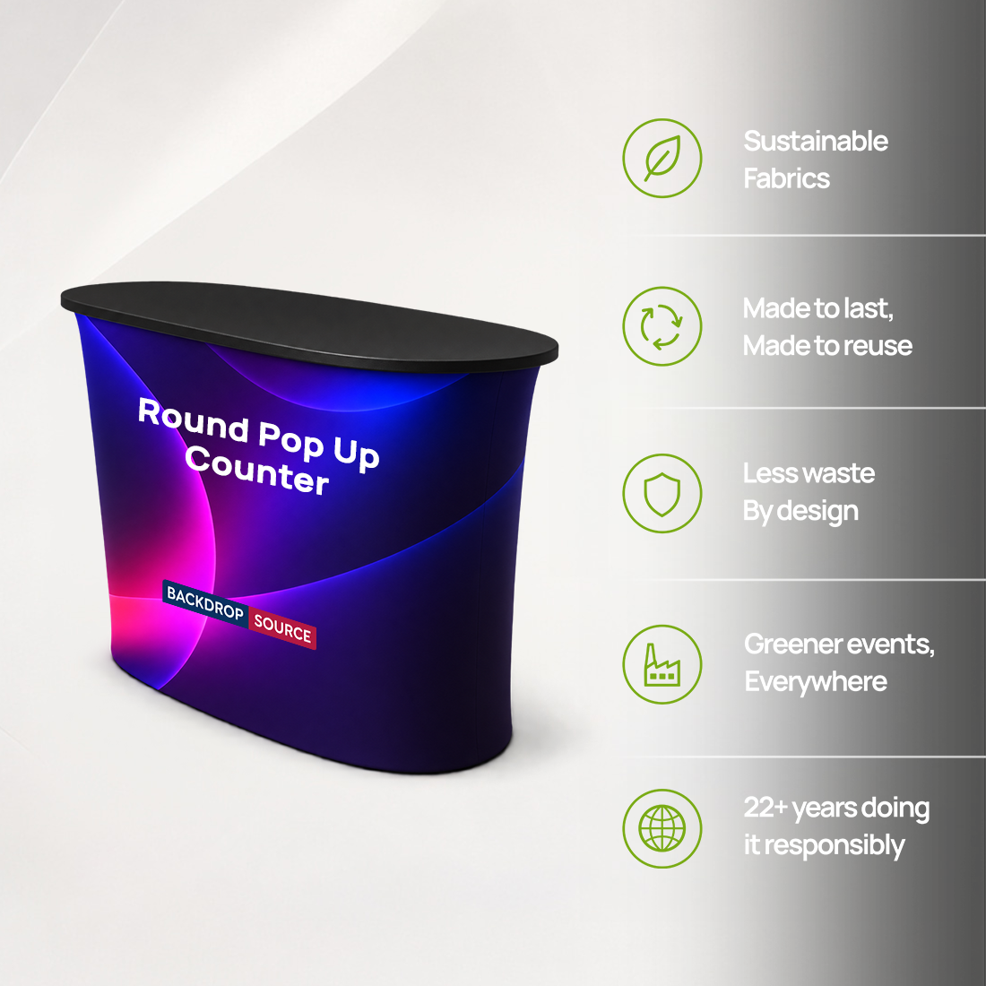 Bancone pop-up in tessuto con velcro 2 x 2