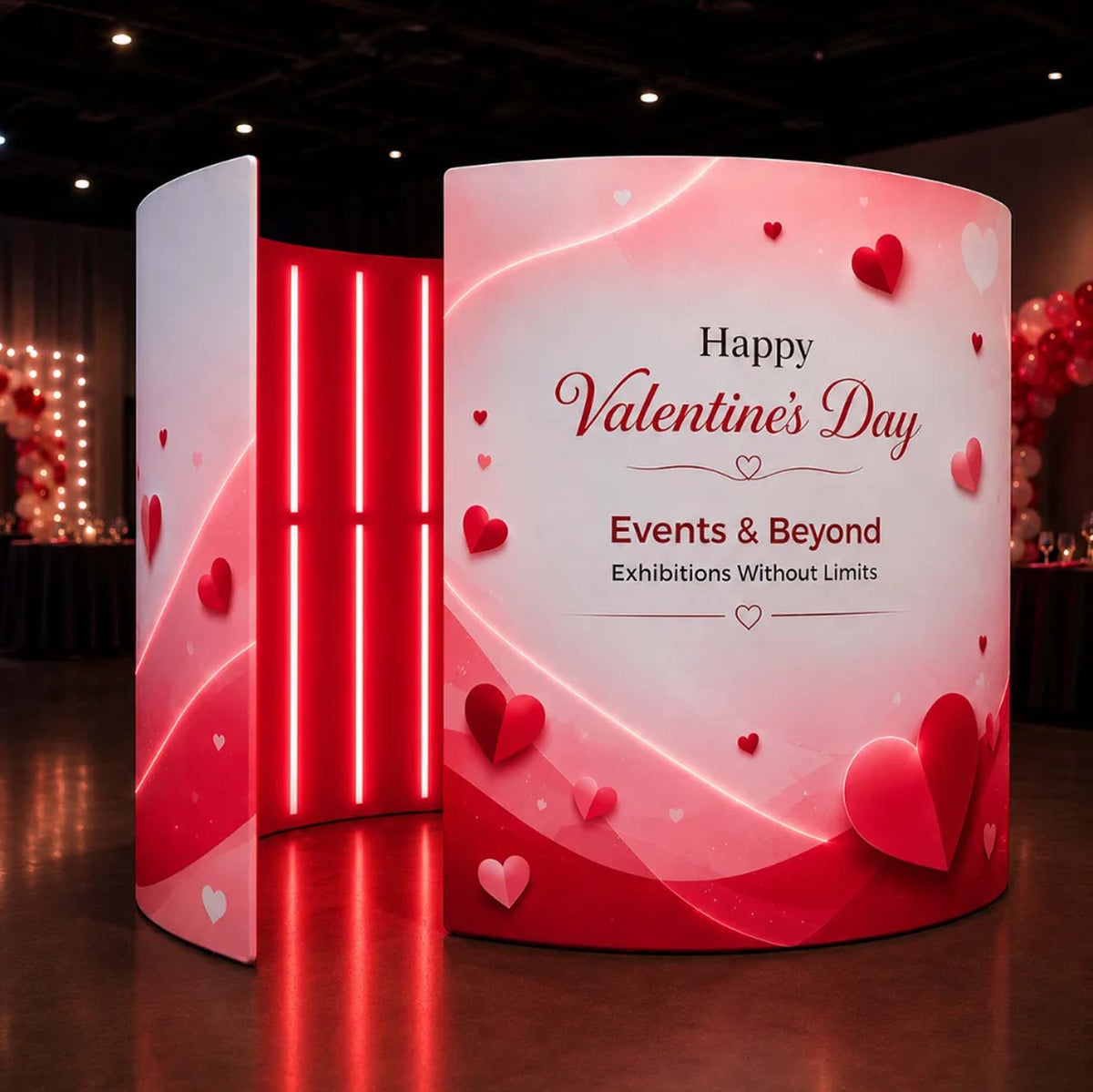 Stand espositivo personalizzato stampato a 360° con luci LED