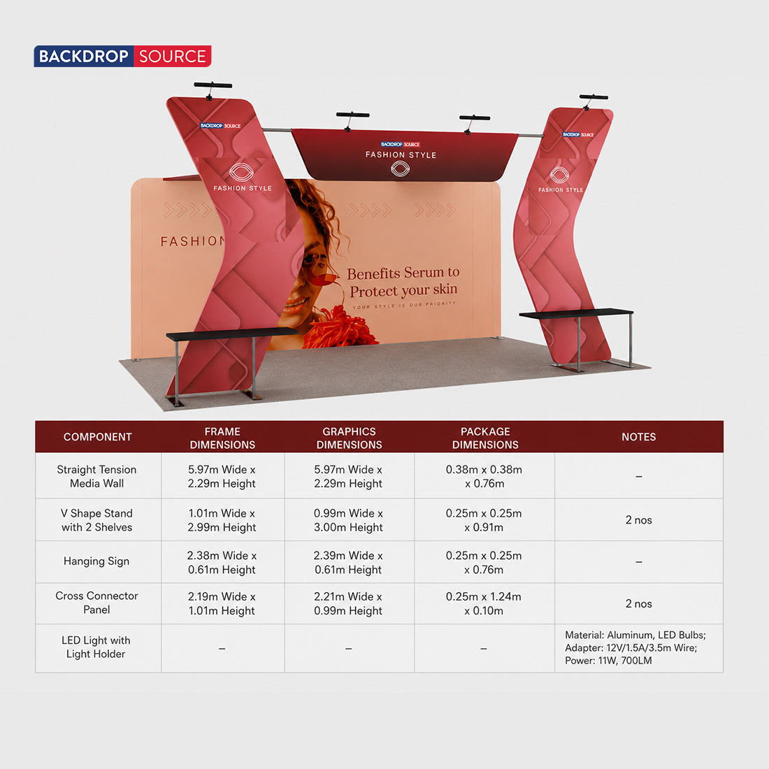 Display fieristico portatile 6m x 3m - Modello 17