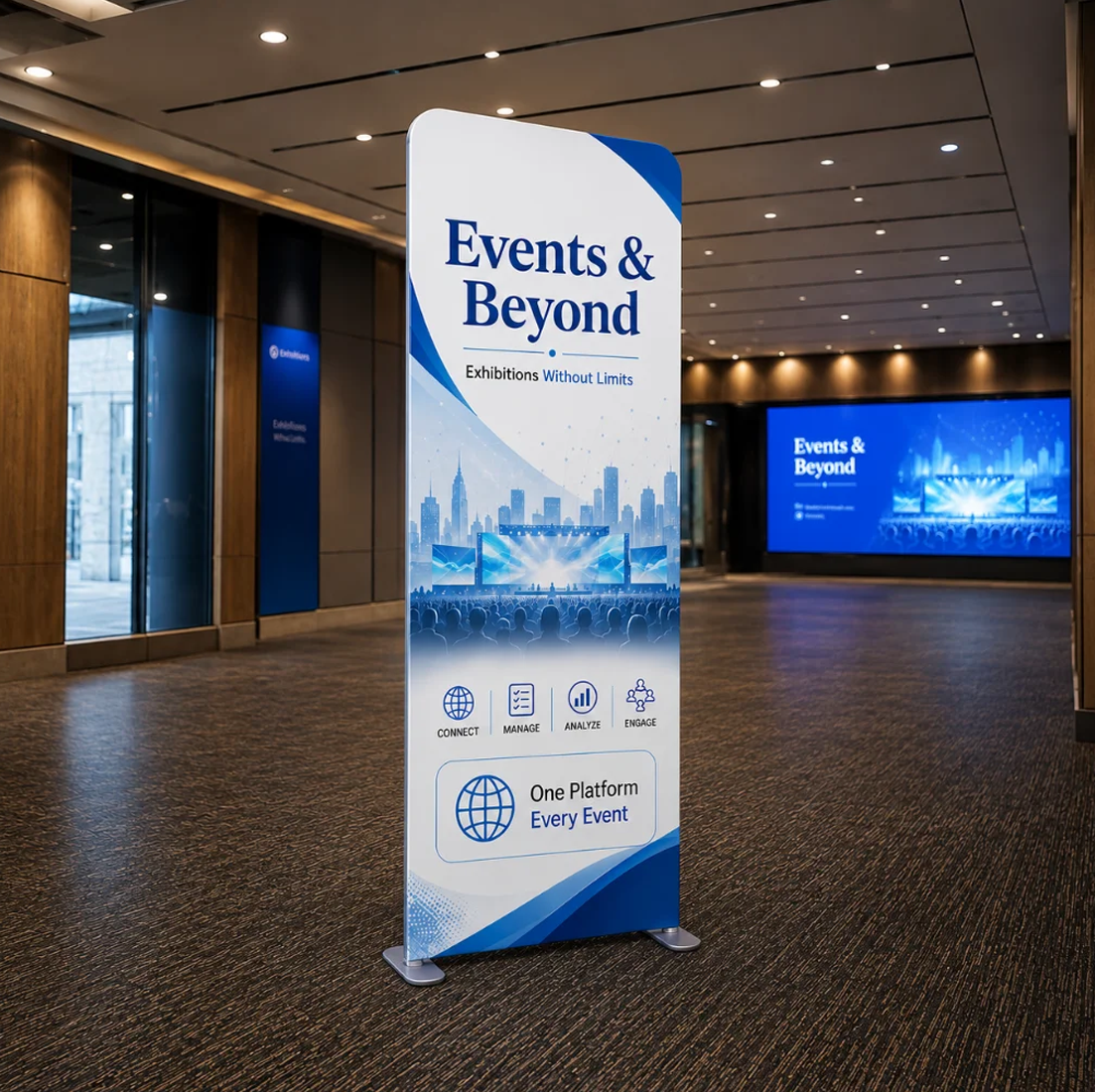 Portable 3.2m H High Fabric Exhibit Display