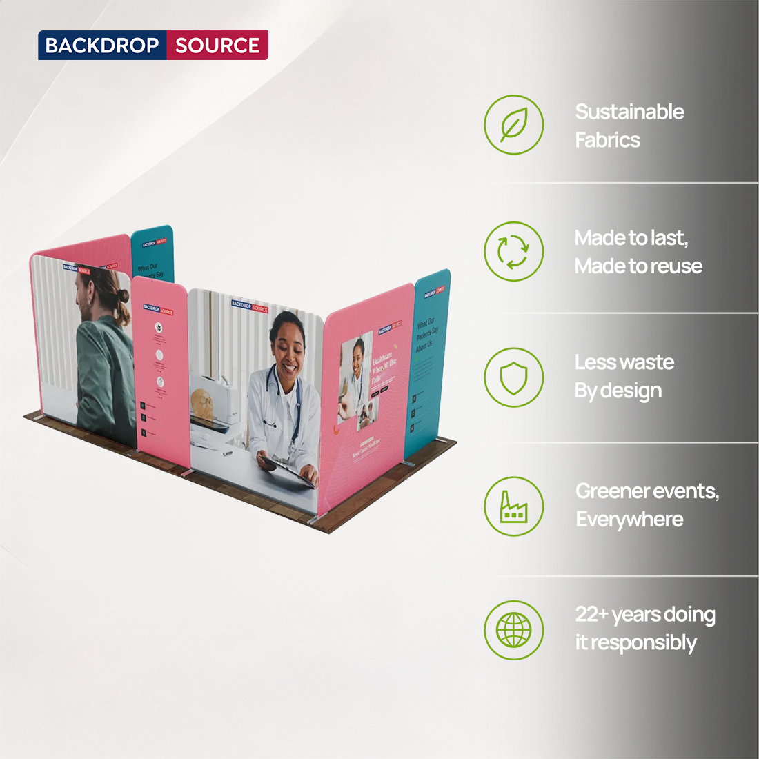 Stand espositivo in tessuto magnetico - Modello 1 (5 m x 3 m)
