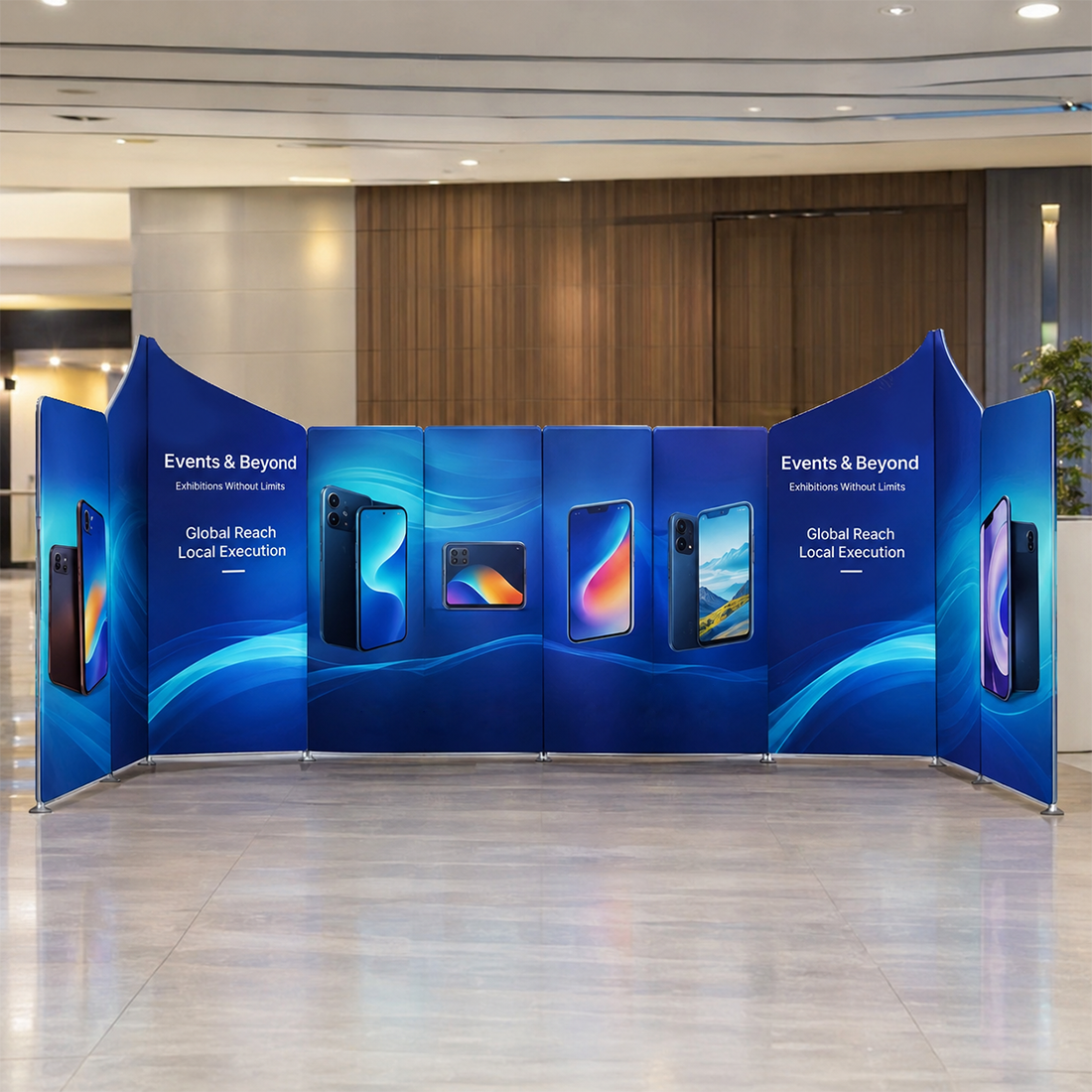 Espositore per stand in tessuto magnetico - Modello 2 (6m x 6m)