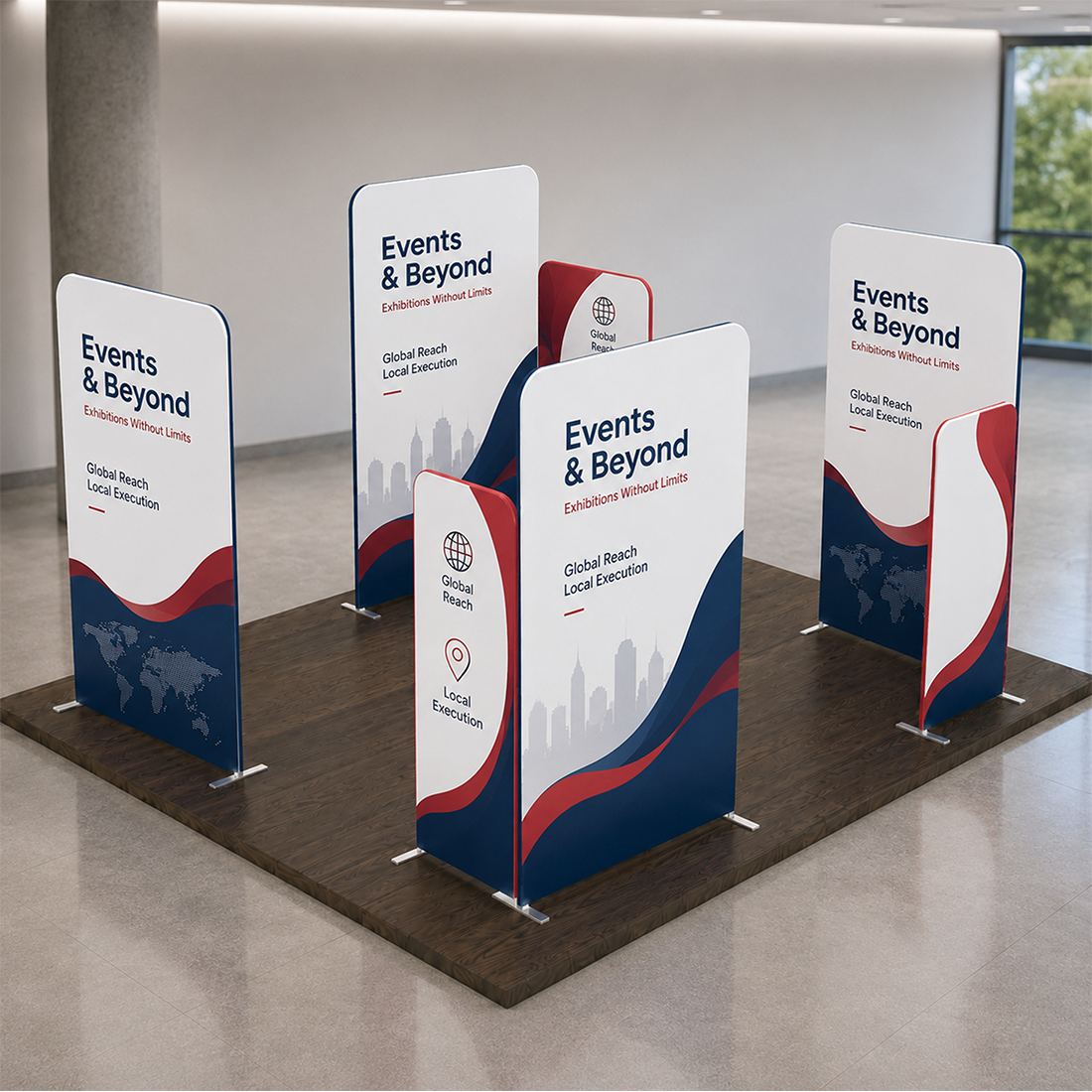 Espositore per stand in tessuto magnetico - Modello 4 (6m x 6m)