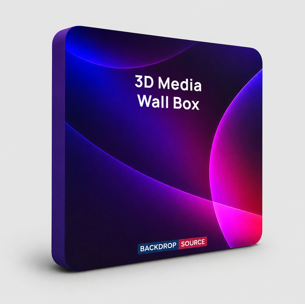 Exhibición multimedia con tejido tensado en caja de pared 3D