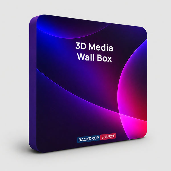 Exhibición multimedia con tejido tensado en caja de pared 3D