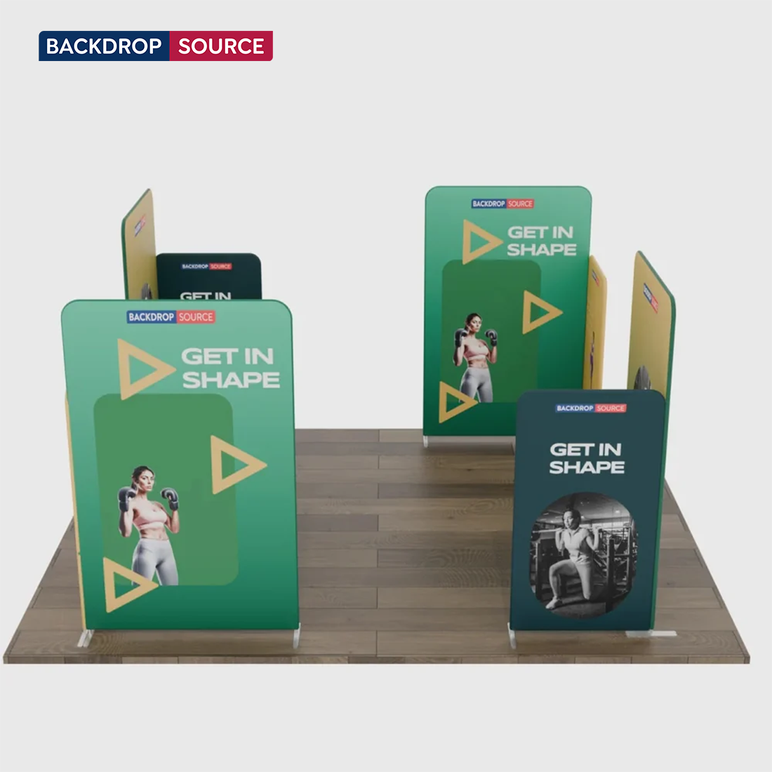 Espositore per stand in tessuto magnetico - Modello 4 (6m x 6m)