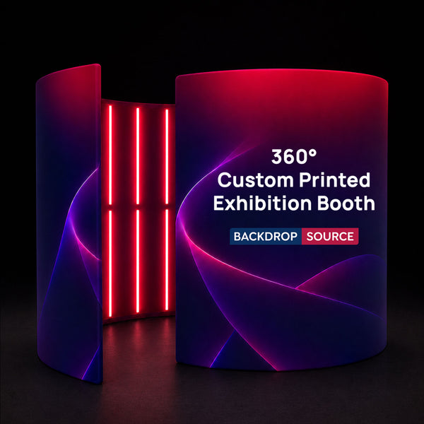 Stand de exposición personalizado con impresión de 360° y luces LED