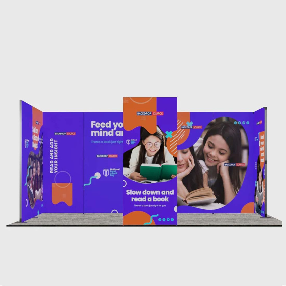 Exhibidor modular de luz SEG de 10 pies para ferias comerciales - Modelo 1