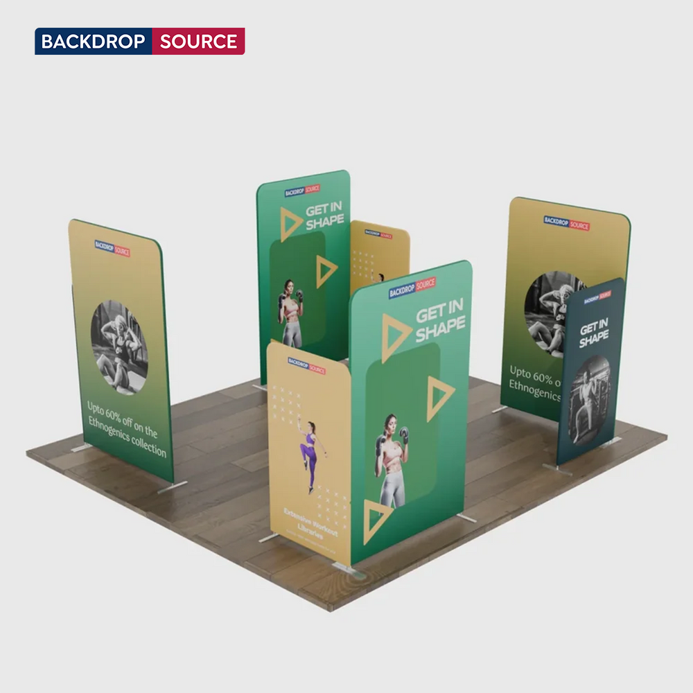 Espositore per stand in tessuto magnetico - Modello 4 (6m x 6m)