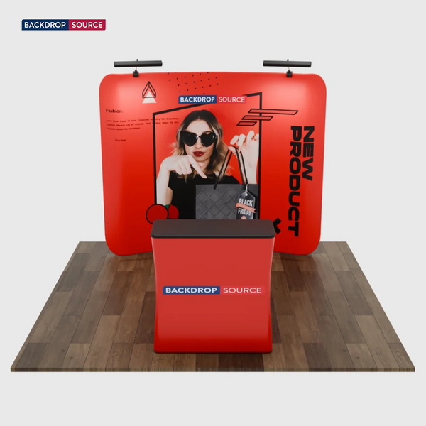 Kit espositivo curvo Exhibit Pro 3 in 1 da 3 m x 3 m con luci Illume