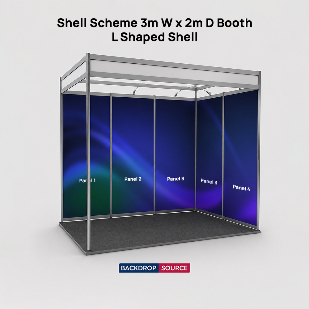 Shell scheme Exhibition Graphics for 3m Wide x 2m Depth Booth