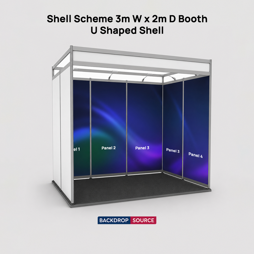Shell scheme Exhibition Graphics for 3m Wide x 2m Depth Booth