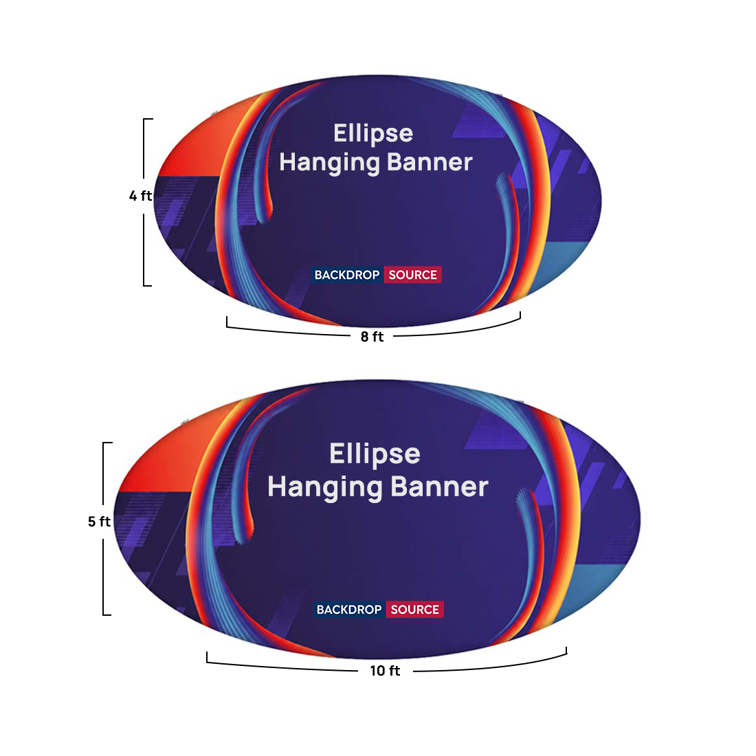 Banner colgante de elipse de tubo de cielo