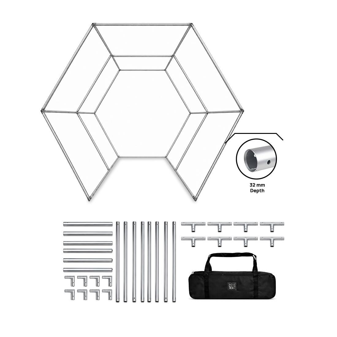Hexagonal Fabric Vogue Booth Enclosure
