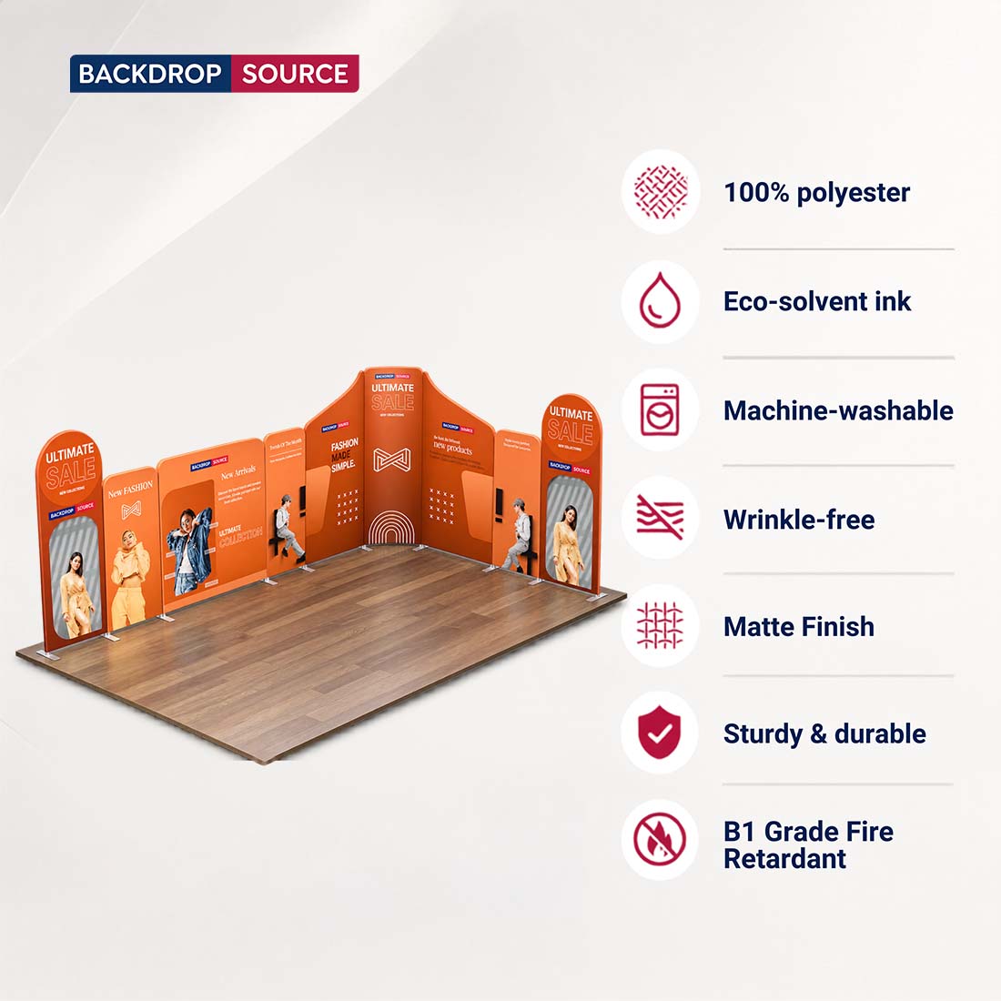 Stand espositivo in tessuto magnetico - Modello 1 (6m x 6m)