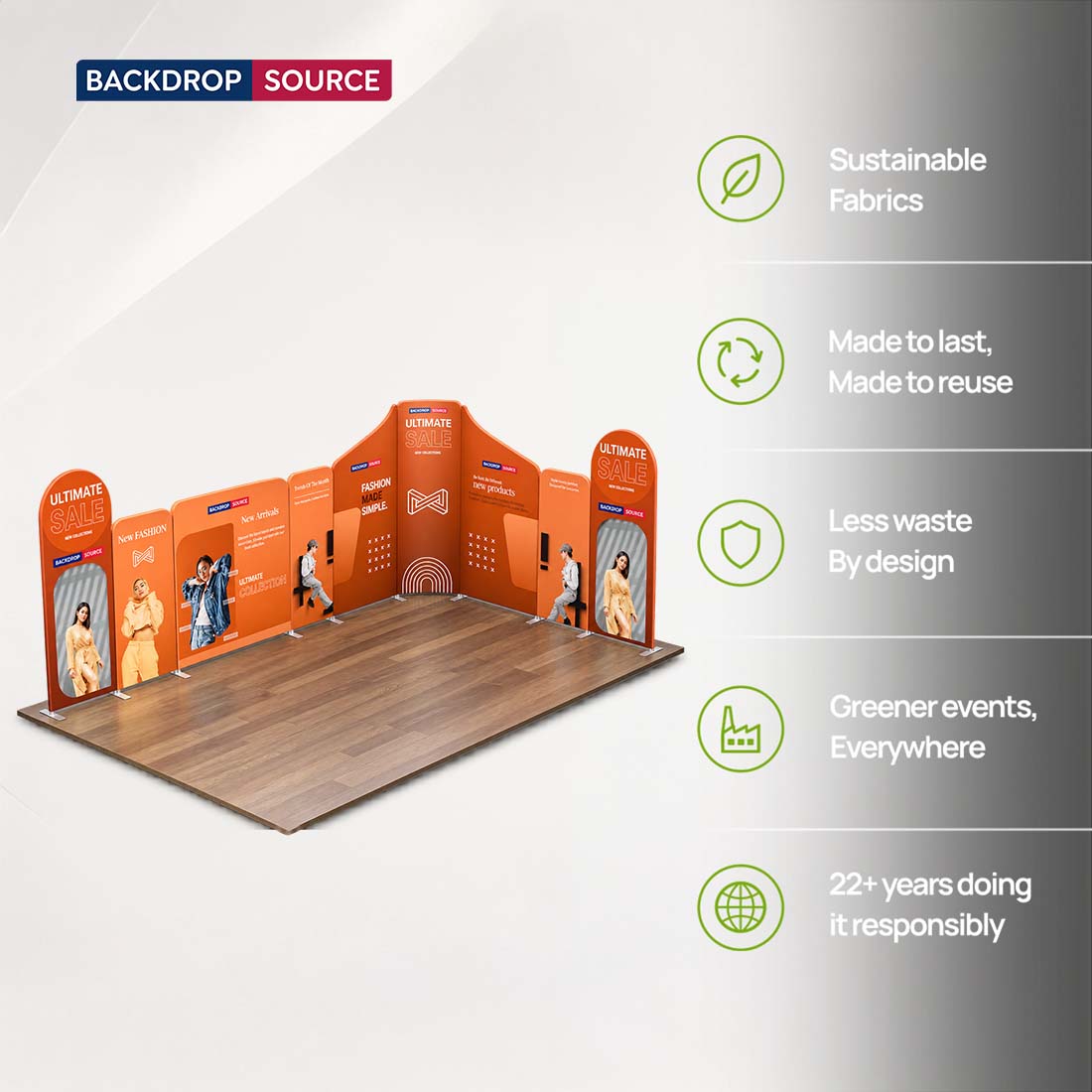 Stand espositivo in tessuto magnetico - Modello 1 (6m x 6m)