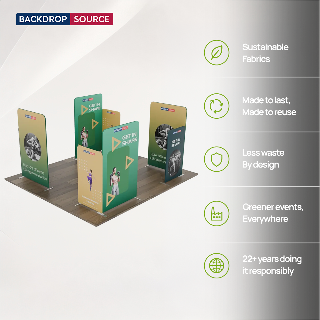 Espositore per stand in tessuto magnetico - Modello 4 (6m x 6m)