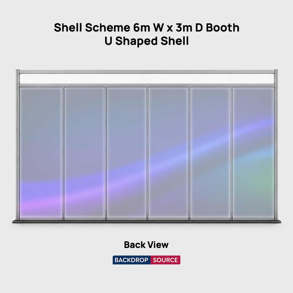 Grafica espositiva per stand di 6 m di larghezza x 3 m di profondità