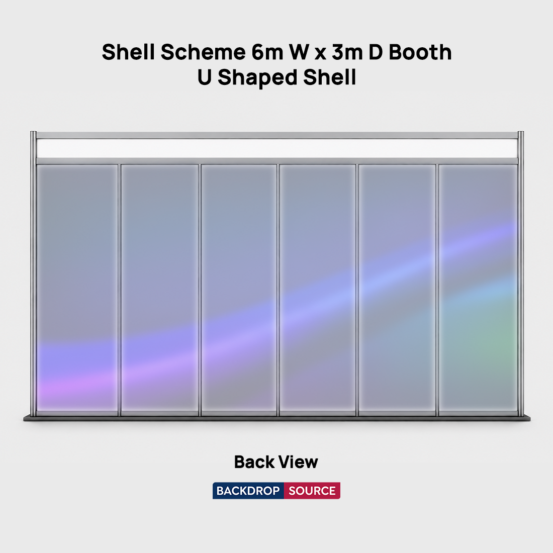 Grafica espositiva per stand di 6 m di larghezza x 3 m di profondità