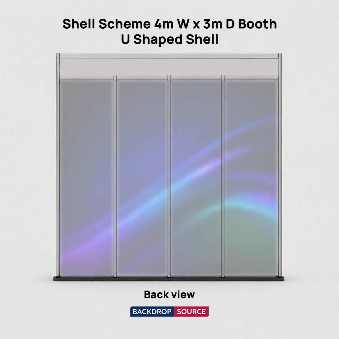Grafica espositiva per stand di 4 m di larghezza x 3 m di profondità
