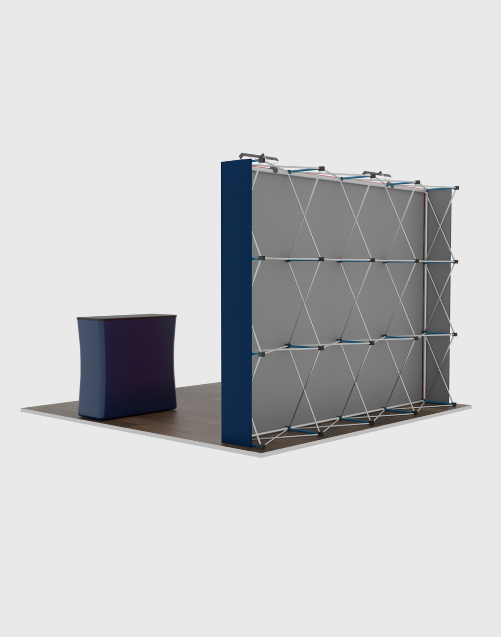Kit espositivo 3 in 1 Popup Exhibit Pro dritto da 3 m x 3 m con luci Illume