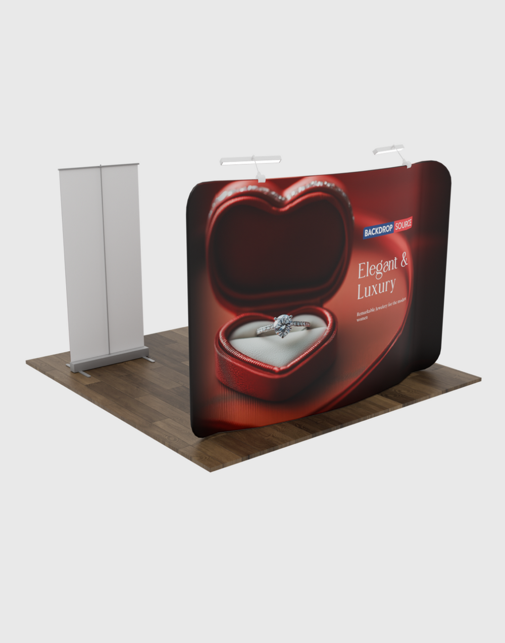 Kit stand 3m x 3m con parete posteriore e supporto per banner roll-up