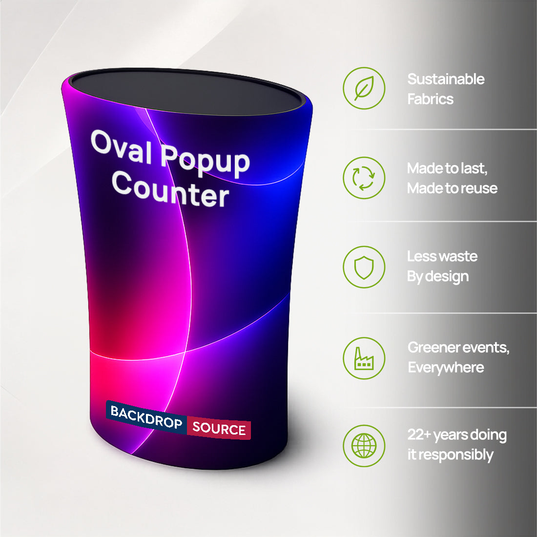 Banco Ovale Pop-Up in Tessuto Retroilluminato