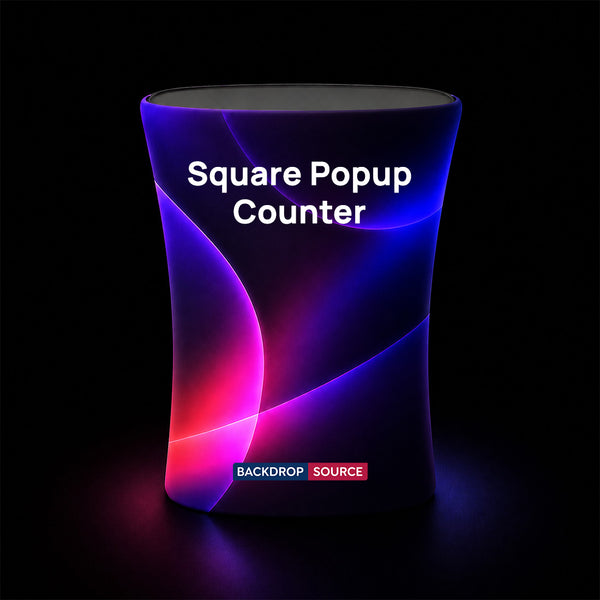 Banco espositivo pop-up in tessuto da tavolo (per esposizioni su podio e stand)