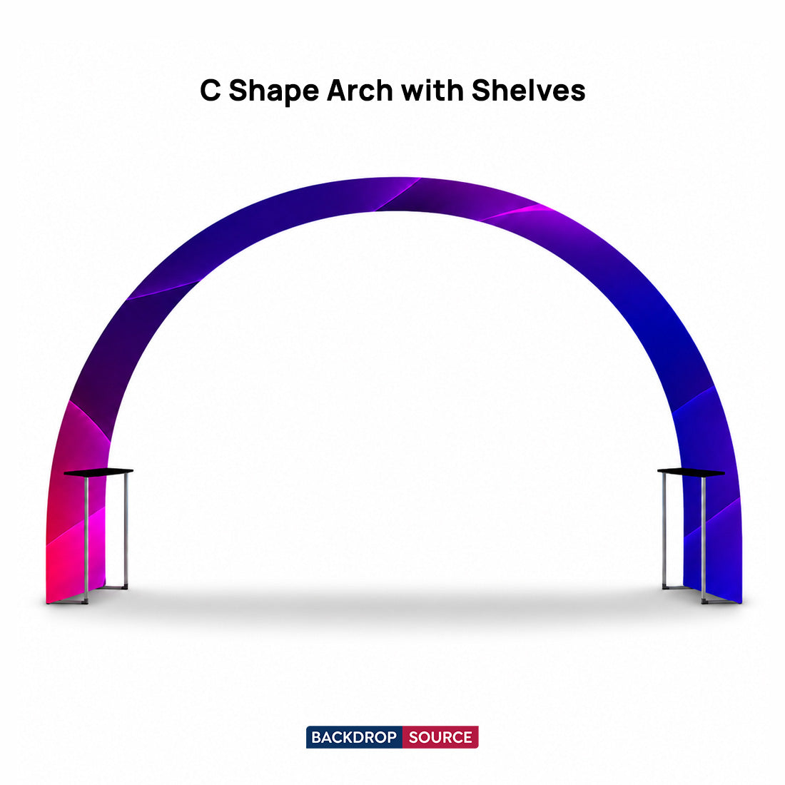 C Shape Tension Fabric Arch with Shelves