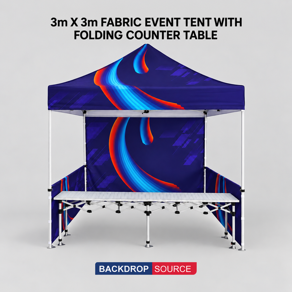 Gazebo pieghevole in tessuto 3x3 m con bancone pieghevole