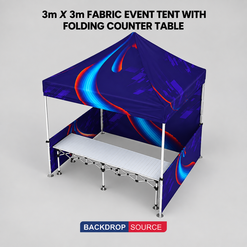 Gazebo pieghevole in tessuto 3x3 m con bancone pieghevole