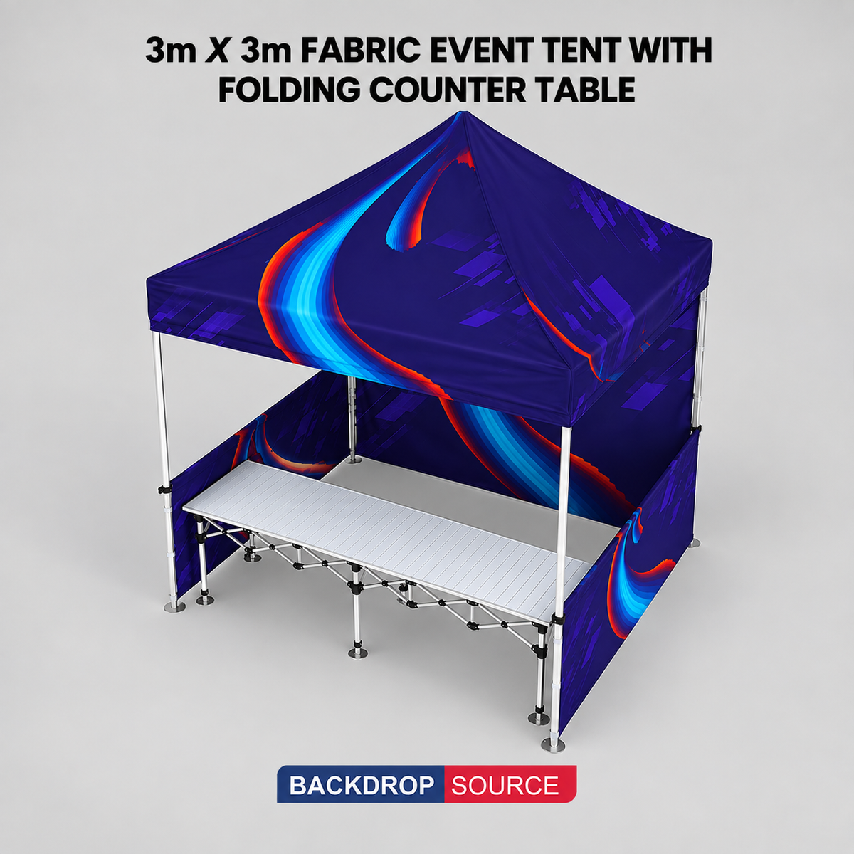 Gazebo pieghevole in tessuto 3x3 m con bancone pieghevole