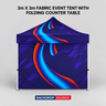 Gazebo pieghevole in tessuto 3x3 m con bancone pieghevole