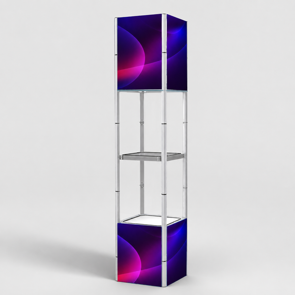 Square Portable Aluminum Spiral Tower Display - 5 Layer Shelves