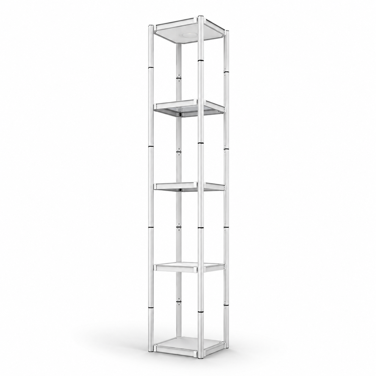 Espositore a torre a spirale in alluminio portatile quadrato - Ripiani a 5 livelli