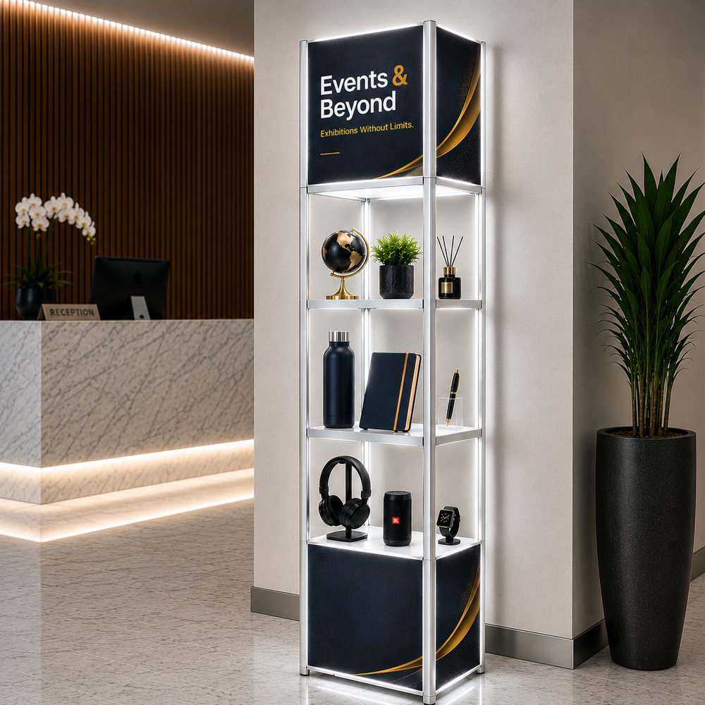 Espositore a torre a spirale in alluminio portatile quadrato - Ripiani a 5 livelli