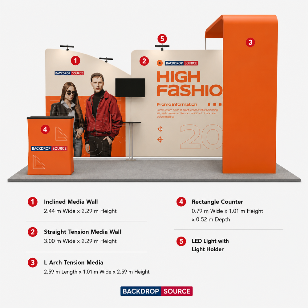 6m Straight Backdrop with Arch Exhibition Kit