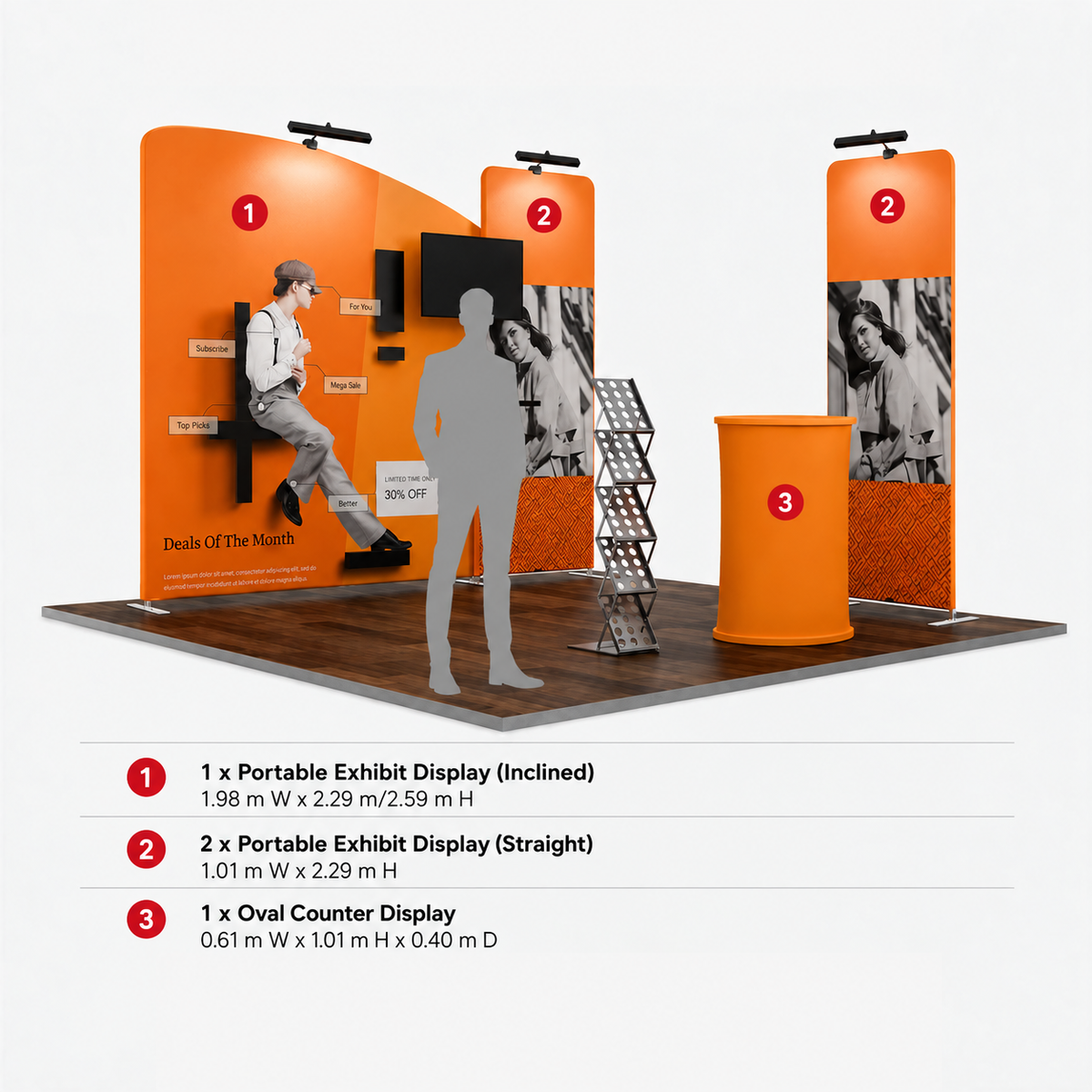 Kit espositivo per TV Premium per stand larghi 3 m