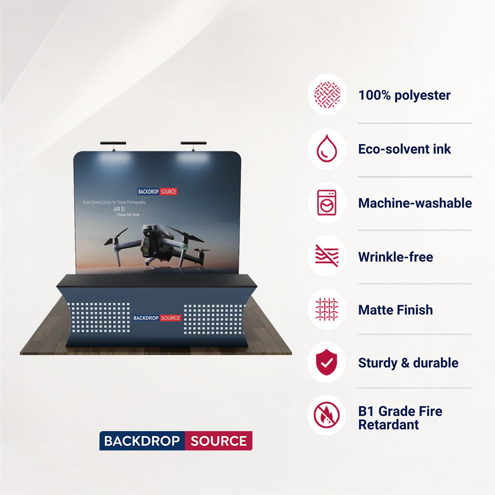Compact 3mx3m Booth Kit with Backwall and Table Cover