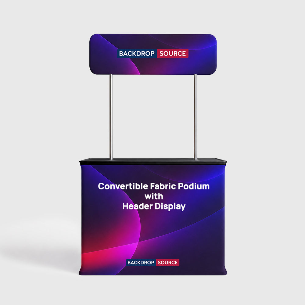 Custodia per podio in tessuto convertibile con display a intestazione